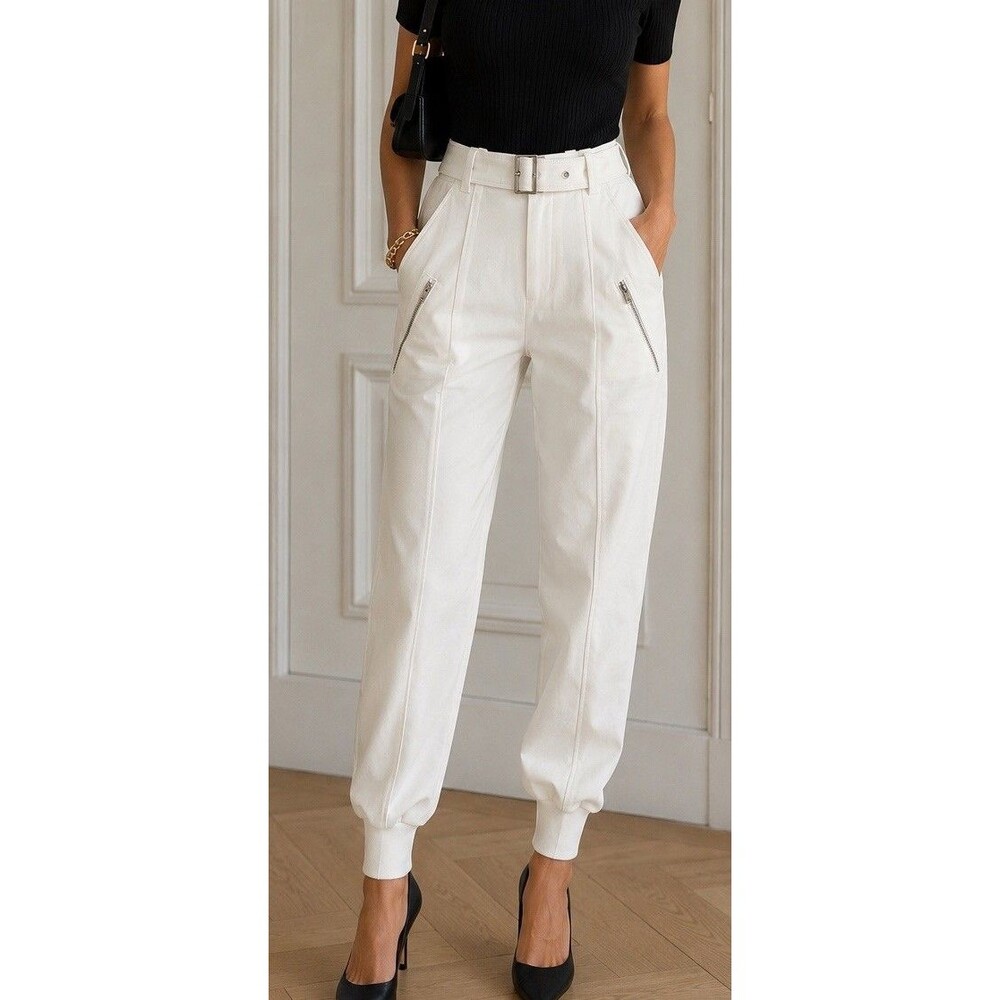 3.1 Phillip Lim Belted Utility Jogger Pants Antique White Size 00 NWT